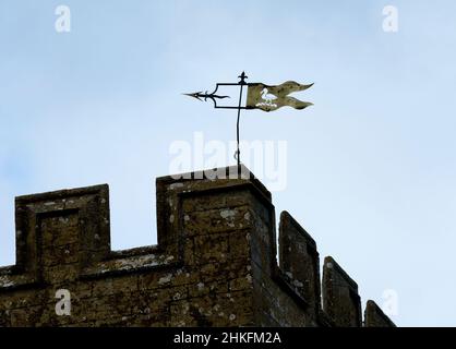 Wetterfahne auf der St. Martin`s Church, Barcheston, Warwickshire, England, Großbritannien Stockfoto